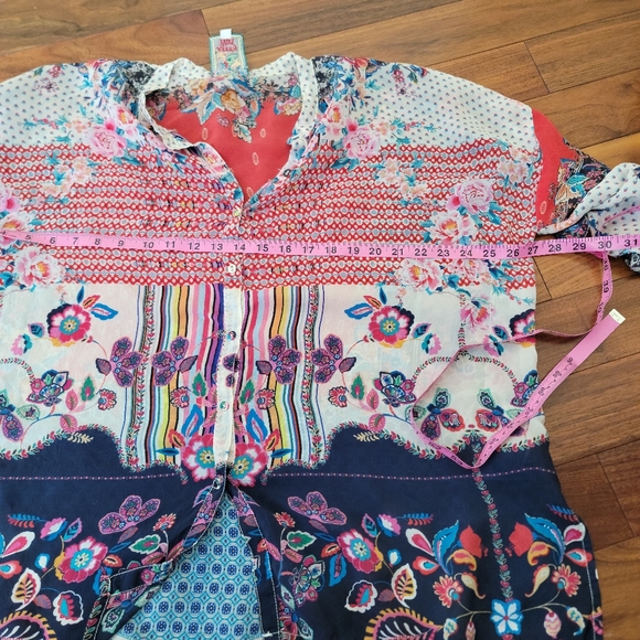 Johnny Was Patchwork Button Front Blouse, Size M - Picture 8 of 14